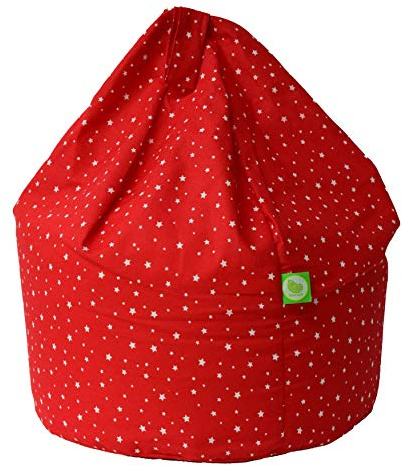 BeanLazy Child Size Red Stars Bean Bag - 100% Cotton Printed Floor Seat (Filled)