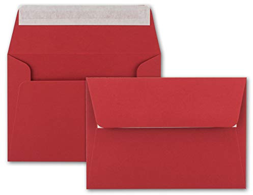 25x Brief-Umschläge B6 - Rosenrot - 12,5 x 17,5 cm - Haftklebung 120 g/m² - breite edle Verschluss-Lasche - hochwertige Einladungs-Umschläge