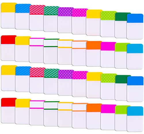 SIQUK 1200 Stück Haftmarker Film Index 25,4 x 40,6 mm Plastik Haftstreifen für Bücher und Dateiordner