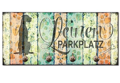 Cadouri Design-Hundegarderobe » Leinen Parkplatz « mit Hunde-Silhouette (Dogge) Wandhaken Hund┊Wandgarderobe, Leinenhalter, Hakenleiste