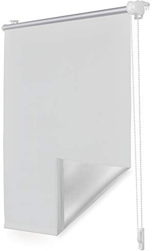 ROOMY Thermo-Rollo Klemmfix ohne Bohren Verdunkelungsrollo mit Montageschiene Hitzeschutzrollo Sichtschutz Weiß, 95 cm x 150 cm (B x L)