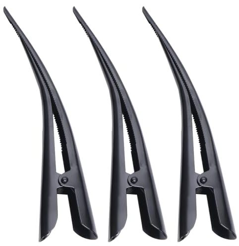 Uonlytech 3PCS Alligator Hair Clips, Metal Duckbill Hair Clips for Styling, Non-Slip with Teeth Hair Accessories for Women Girl (Black)