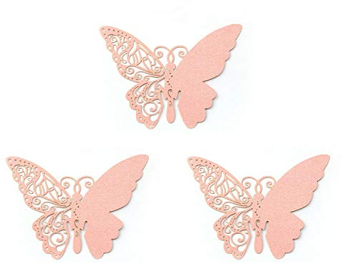 NX Garden 50 segnaposto a forma di farfalla, per matrimoni, battesimi, segnaposto, biglietti, bicchieri, decorazioni per feste nuziali, colore: rosa