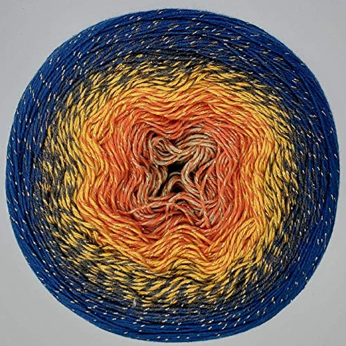 Yarn Art YarnArt Flowers Moonlight - Hilo de algodón con purpurina, peso 9.2 onzas, longitud 1093 yardas, ganchillo arcoíris, lurex metálico tejido a mano brillante, pastel plateado, algodón