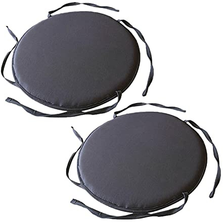 Eme-rald 2 Pack Indoor/Outdoor Chair Pads Round Seat Cushions with Ties Garden Patio Home Cushions Soft Round Chair Pillow atio Furniture Garden Dining Picnic Chair Cushion (Black)