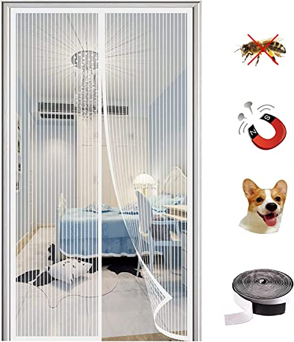 Magnet Fliegengitter Tür Insektenschutz,Magnetisches Moskitonetz, Automatisch Geschlossen, Anti-Moskito-Vorhang für Balkontür und Terrassentür.-White A||70x200cm