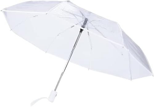 Gokelomg Transparenter, automatischer für Frauen und Männer, Sonnen Regen, Druckknopf Automatik, transparenter, faltbar, winddicht, kompakt für Hochzeiten - weißer