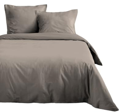 Lovely Casa - Funda nórdica (200 x 200 cm, 100 % algodón, con certificación Oeko-Tex), color lino, modelo Edén, ropa de cama para el hogar, suave y cómoda, ideal para cama doble estándar, 2 personas