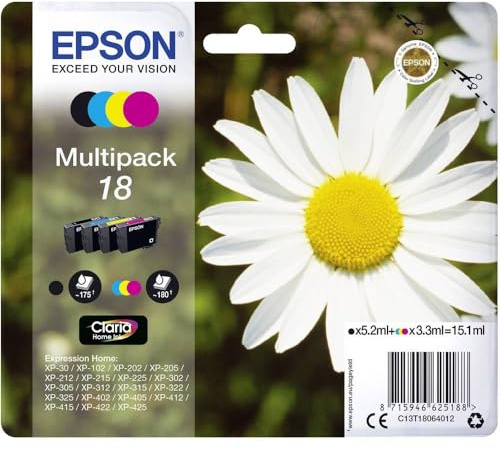 Epson Daisy Multipack Pâquerette 18 - Encre Claria Home N, C, M, J