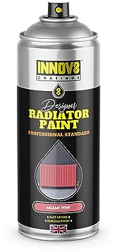 DESIGNER RADIATOR SPRAY PAINT – 1 x 400 ml - SATIN FINISH - NO PRIMER OR TOP COAT - PROFESSIONAL STANDARD - FAST DRY - Radiators, Hot Water Pipes, Tanks, Enamel & Metal - up to 100°C - MIAMI PINK