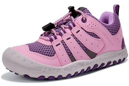 Mishansha Zapatillas de Deporte Niños Ligeras Transpirable Zapatos de Correr Antideslizante Sneakers Rosa Morado 26 EU