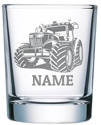 elbedruck® 4er Set Schnapsgläser Traktor 40ml mit persönlicher Gravur Wunschtext Gravur Shotgläser Schnapsglas (Big-Machine)