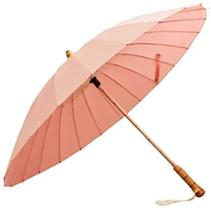 Sturmfest Regenschirm Regenschirme Tragbarer Golfschirm, Regenfest, Manuell, Archaischer Regenschirm, Klassischer Holzgriff, Winddicht, Unzerbrechlich, Stock-Regenschirm Schirm Stark (Color : Rosa,