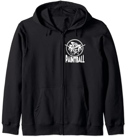 Paintball paintball marker, helmet, glove, in white Zip Hoodie