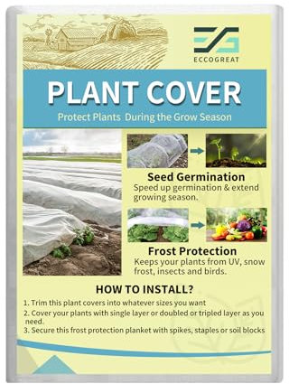 Garden Fleece Frost Protection, ECCOGREAT 30gsm Durable Reusable Non-Woven Fabric Horticultural Fleece Frost Cloth for Winter Frost Cold Sun Insect Birds Protection