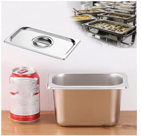 NJDQFA Mahlzeit Zutatenbehälters,Edelstahl Gastro Behälter GN Spülmaschinenfest,Stapelbar Tief Gastronormbehälter,1/9（17.5 * 10.8）,10cm1.2side