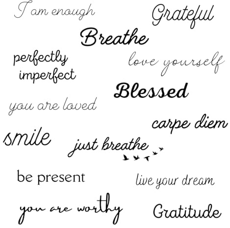 One Grace Blessed Collection - Inspirational and Motivational Words Small Temporary Tattoos - Realistic Long Lasting Waterproof Black Mini Tattoos for Women and Men
