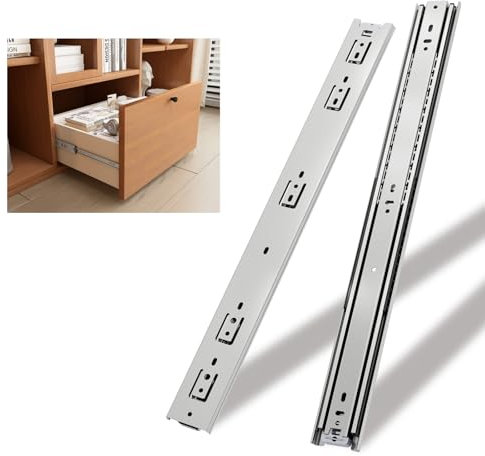 NECILO Heavy Duty Drawer Runner Without Lock, 900mm Silver 68kg Load Capacity Drawer Slides, Full Extension Ball Bearing, Suitable for Motorhome and Large Storage Cabinets, Side Mount, 1 pair(2 packs)