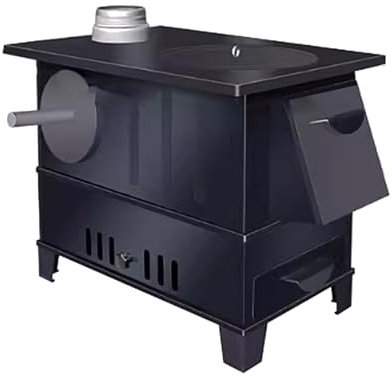 Estufa de Leña Camping, Horno de Leña para Tubo de Chimenea de 10cm-12cm, Estufa Camping para Calefacción y Cocina, Cocinas de Interior y Exterior
