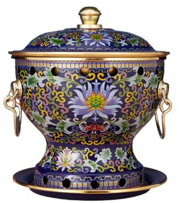 OYWEHECE Einzelne Person, Kleiner Kupfertopf, Alter Pekinger Kleiner Dicker Kuh-Hot Pot, Chinesischer Traditioneller Cloisonné-Hot Pot, Kommerzieller Alkoholanteil, Roter Kupfer-Hot Pot,L