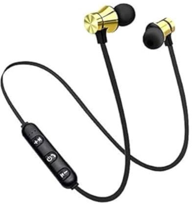 Wireless Earbuds & Bluetooth Headphones: Magnetic Neckband, In-Ear Bluetooth Earphones with Microphone, IPX6 Sweatproof, Deep Bass - Perfect for Calls, Music, Sports - Lightweight (GOLD)