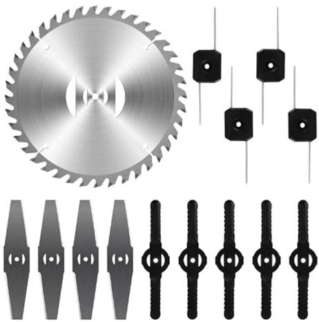 Cumilo Cordless Strimmer Replacement Blades Set - Plastic and Metal Blades for Electric Battery Grass Trimmers