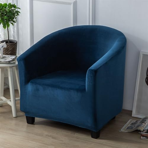 Hearda Housse Fauteuil 1 Place, Velours Tendance Extensible, Lavable, Protecteur de Tub Chair, Housse Fauteuil Cabriolet Bleu
