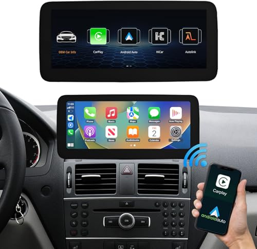 Road Top 12,3 Écran CarPlay pour Mercedes Benz C W204 (2008-2010) | avec NTG4.0 système, HD Ultra-Fin Autoradio Écran Linux, CarPlay sans fil, Android Auto, Mirrorlink