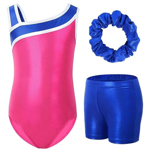 EKalgretrA Gymnastikanzug Mädchen Gymnastikkleidung for Mädchen, ärmelloser Gymnastikanzug mit Trainingsshorts, Ballett-Tanzbekleidung, Fitnesstraining, Gym-Overall(110)