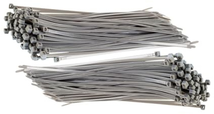 TERF® Kabelbinder, 300 mm x 7,6 mm, strapazierfähig, Nylon, sicherer selbstschließender Mechanismus, Kunststoffbinder für Zuhause, Büro, Garten, Garage, Werkstatt, Heimwerker, Grau, 100 Stück