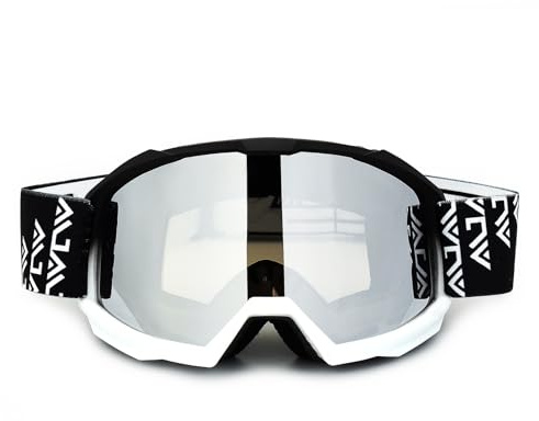 mjmoto motorcykelskyddsglasögon för kvinnor och män, halkfria remmar, reptåliga, för Dirt Bike, ATV, MX, DH, MTB, snowboarding (BlackWhite)