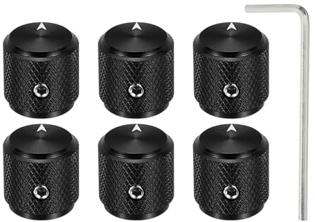 QUARKZMAN 3 Stück Aluminium Potentiometer Drehknopf, 1/4 (6mm) Universelle Lautstärke Tonregelknöpfe mit Pfeilindikator für Gitarre 1/2 Schwarz