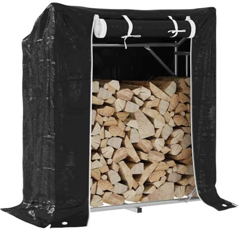 Iiaky 4104936 Rastrelliera Legna con Copertura Antipioggia Acciaio Zincato Portalegna da Esterno per Legna da Ardere Robusto Impilatore di Legno Scaffale Porta legnaia da ardere