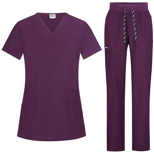 B-well Bella - Ensemble de blouses pour femmes - Tunique et pantalon à enfiler - Uniforme médicale pour médecin - Blouse à manches longues avec boutons - Vêtement professionnel médical avec élasthanne