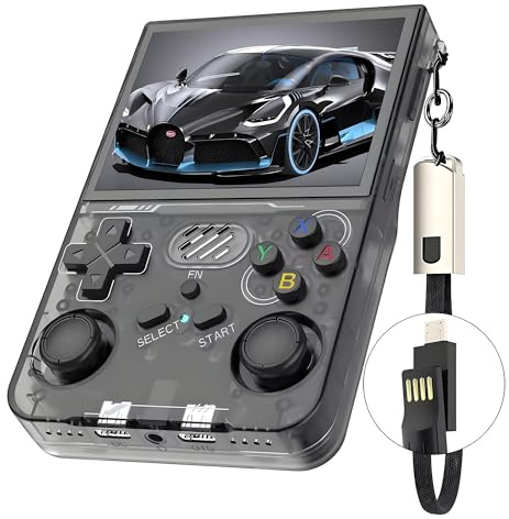 R36XX Console portatile Retro Game Handheld con 15000/30000+giochi,display IPS da 3.5pollici, 64/128G,12+emulatori,batteria da 3000mAh,sistema operativo Linux Open Source (128G,Nero)