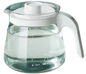 SDA287MZ Wasserkaraffe Wasserkrug mit großer Kapazität Transparente hitzebeständige Glasteekanne mit Griff Getränkesaftbehälter Haushaltswasserkessel Wasserkrug(Weiß)
