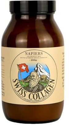 Napiers Swiss Collagen Powder - Hydrolysed Type 1 & 3 Peptides - Grass-Fed Bovine Protein - 200g