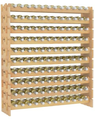 COSTWAY Cantinetta Portabottiglie Vino in Legno di Pino, Portabottiglie per Vino con 6 Ripiani, per 72 Bottiglie di Vino, per Cucina, Bar e Cantina (120 Bottiglie)