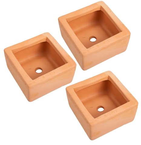 TOBBOMEY 3 Piezas Macetas Cuadradas de Cerámica Roja para Suculentas y Plantas Pequeñas Decoración Sencilla y Resistente para Interior Oficina y Jardín