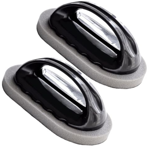 DECORNIJIA Esponja de Esmeril para Limpieza Mango Ergonómico 2 Piezas Colores Negro y Marrón Estropajo Abrasivo para Cocina y Baño Elimina Suciedad Incrustada sin Rayar Color Aleatorio