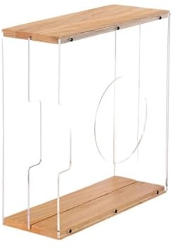 LIUAILING52 Record Rack Home Wooden Vinyl Record Storage Rack with Transparent Acrylic Dividers