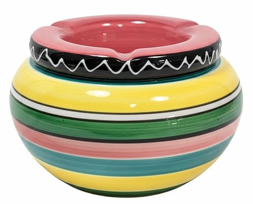 zeitzone Sturmaschenbecher Keramik XL 14 cm - Wind-Aschenbecher für draußen, Balkon & Garten, Deckel Rot