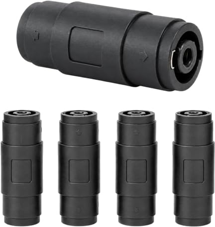 LYMISPIYA 4 adattatori Speakon NL4FC da femmina a femmina, connettore per cavo altoparlante a 4 poli, connettore Speakon e adattatore femmina per amplificatori, mixer, palcoscenici e impianti audio