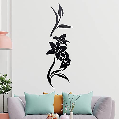 Blume - Linien Wandtattoo in 6 Größen - Wandaufkleber Wall Sticker - Dekoration, Küche, Wohnzimmer, Schlafzimmer, Badezimmer