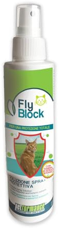 PETFORMANCE BENESSERE PER CANI E GATTI Flyblock Soluzione Spray per Gatti Adulti e Cuccioli - Lozione Protettiva per Manto e Cute con Vitamina B e Componenti Naturali, 150 ml