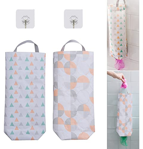 Sac de Rangement Suspendu 2pcs, Réutilisable Distributeur Sac Plastique Sacs Poubelle pour Cuisine Stockage 37x17x7cm