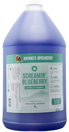 Nature's Specialties Screamin' Blueberry Waterless Foam Hundeshampoo - Trockenshampoo - Sanftes Schäumendes Gesichtswasser für Hunde - Tiefenreinigung & Pflege - Blaubeerduft, 3.8L