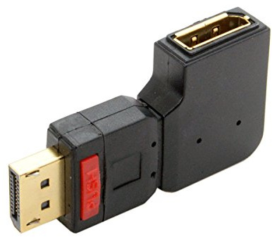 Cablecc Adaptateur d'extension DisplayPort mâle vers femelle à angle droit standard DP 4K @ 60 Hz connecteur 90 degrés