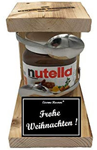 Geschenkideen Weihnachten lustig für Männer Frauen Geschenkidee Nutella 450 g Glas Eiserne Reserve Löffel Nutella Frohe Weihnachten