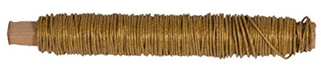 Rayher 24116619 Papierdraht, 0,55 mm ø, golg matt, auf Holzwickel 50 g, ca. 20 m, Basteldraht, Papier umwickelter Draht